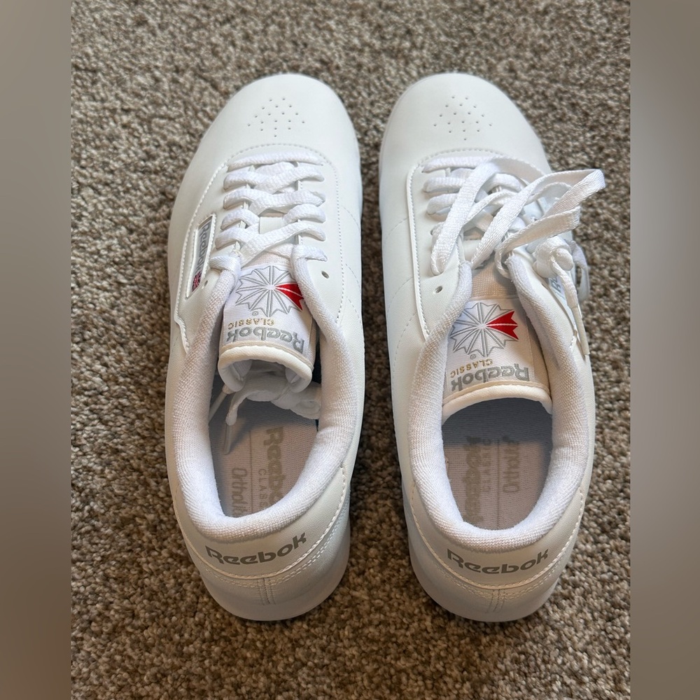 Reebok White Leather Women's Classic Sneakers - Picture 8 of 11